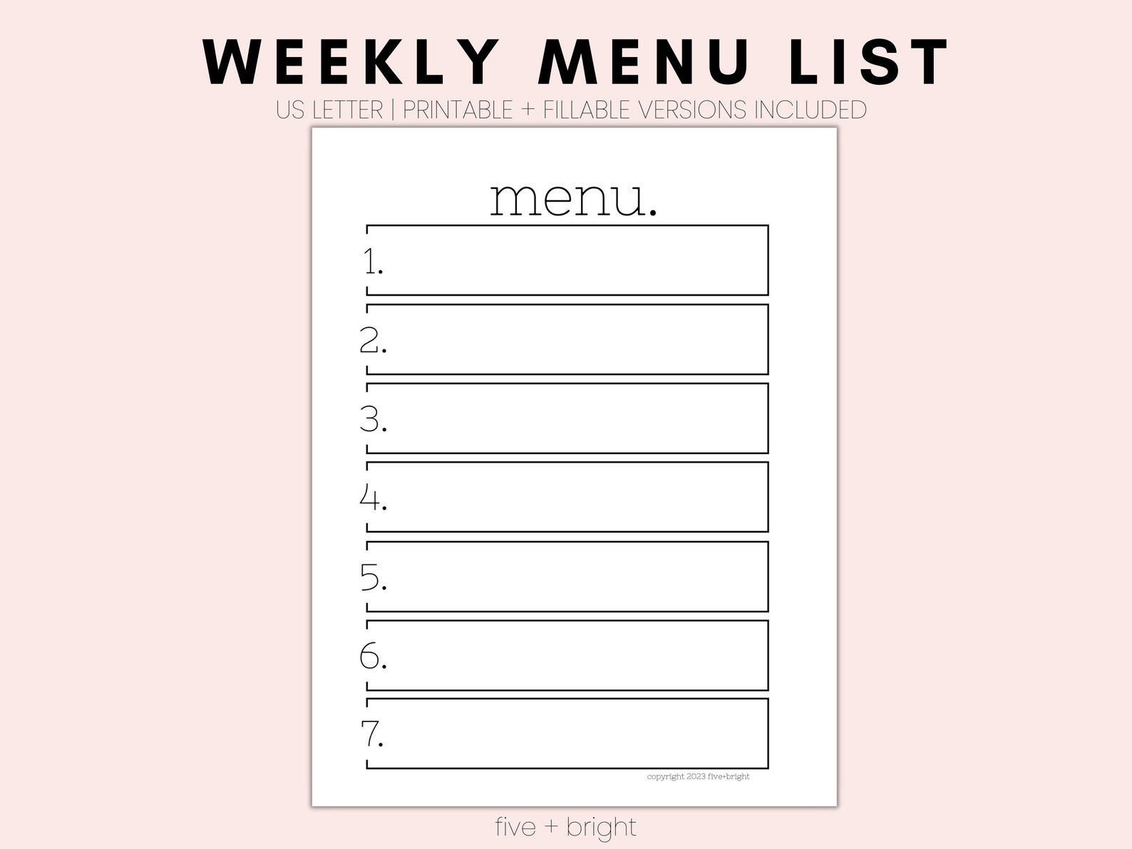 Weekly Menu List: Meal Planner Printable Healthy Meal Plan - Etsy