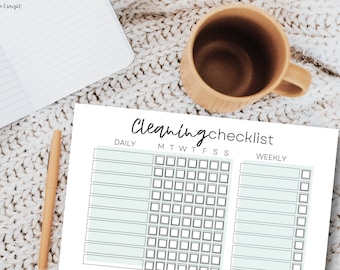 Cleaning Schedule, Printable Checklist, home cleaning planner, weekly cleaning list, cleaning planner and checklist, declutter, cleaning