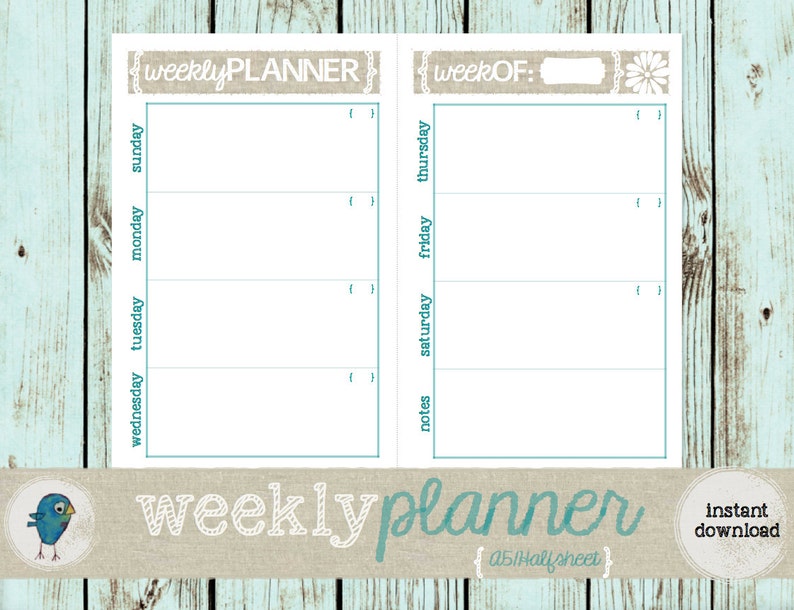 printable weekly planner printable weekly planner on two
