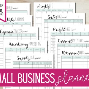 Small Business Printable Planner, Expense Tracker, Business template, Etsy Shop Planner, Inventory Tracker, Sales Tracker, Bookkeeping