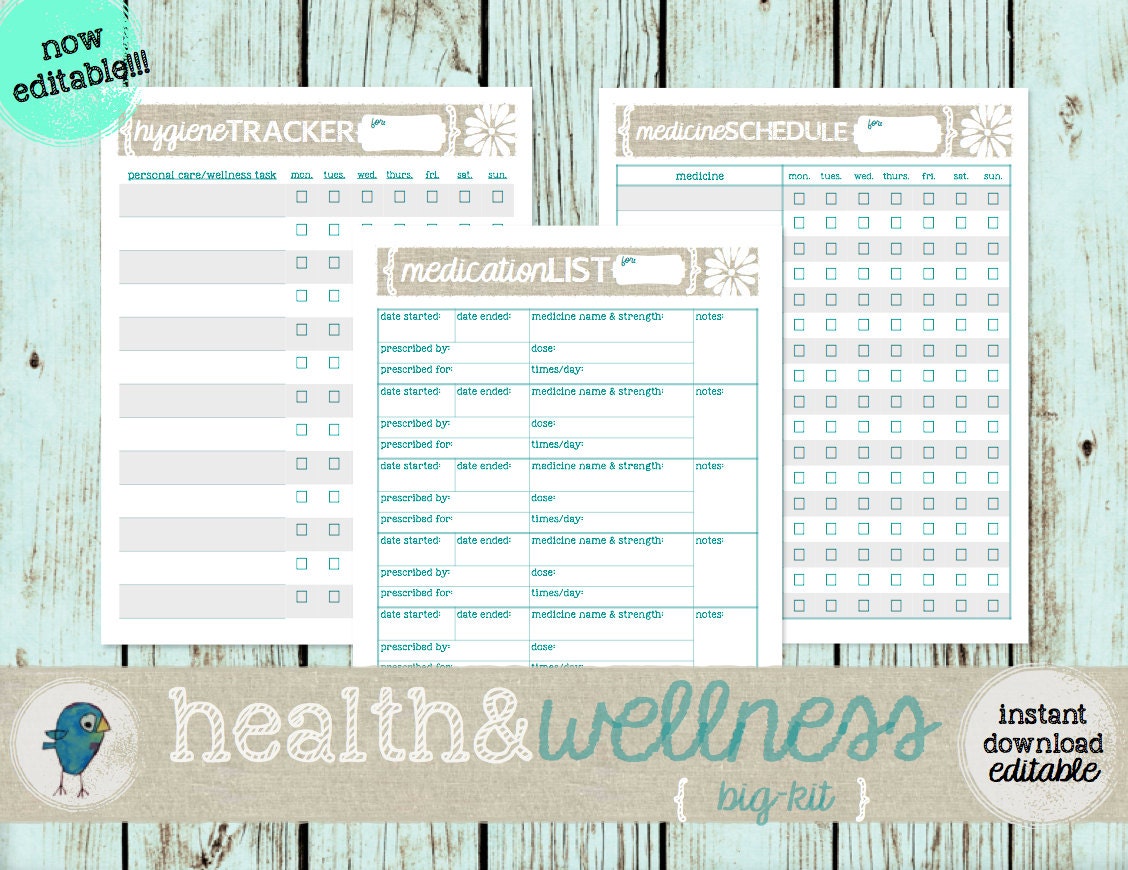 PRINTABLE Health/wellness Kit: Medical History Dental and | Etsy