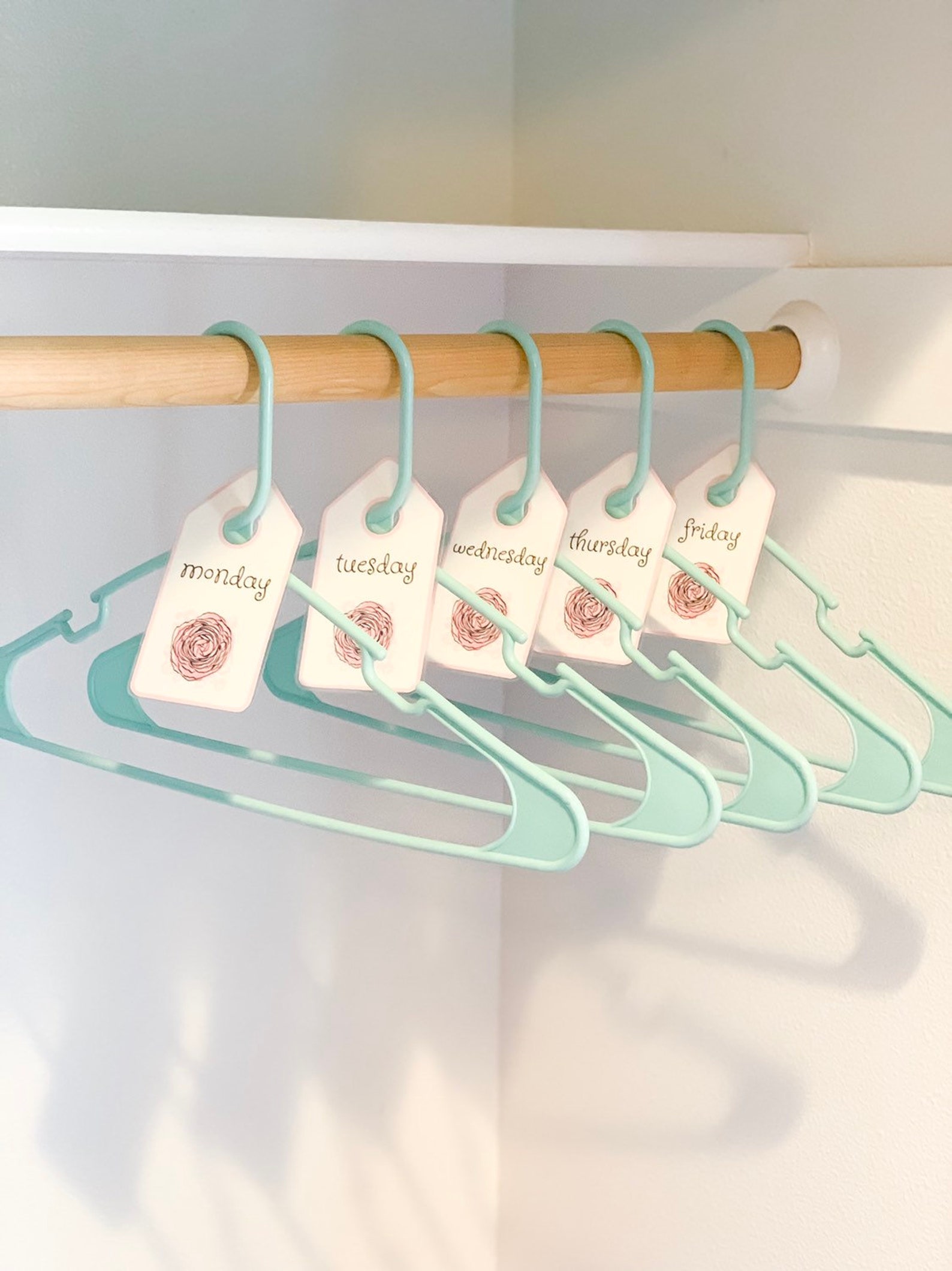 Printable Clothes Hanger Organizer Tags Days of the Week, Kids Closet