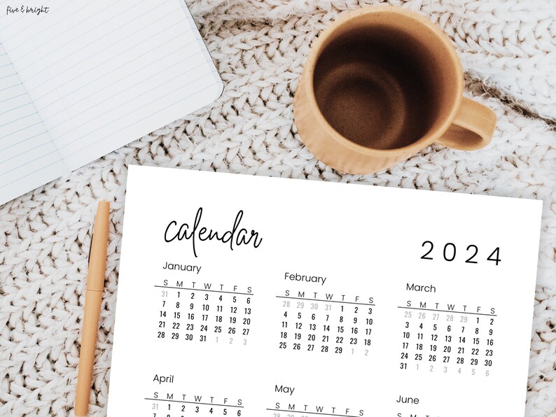 20232025 Yearly Calendars Year at a Glance Printable Etsy