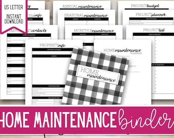 Printable Home Maintenance Binder, Maintenance Log, maintenance calendar, Project Planner, project budget planner, Instant Download!