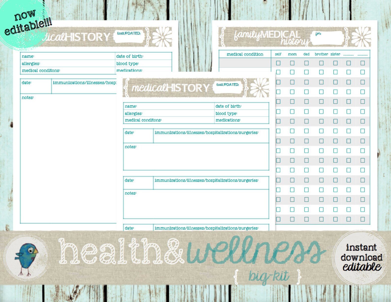 printable-health-wellness-kit-medical-history-dental-and-etsy