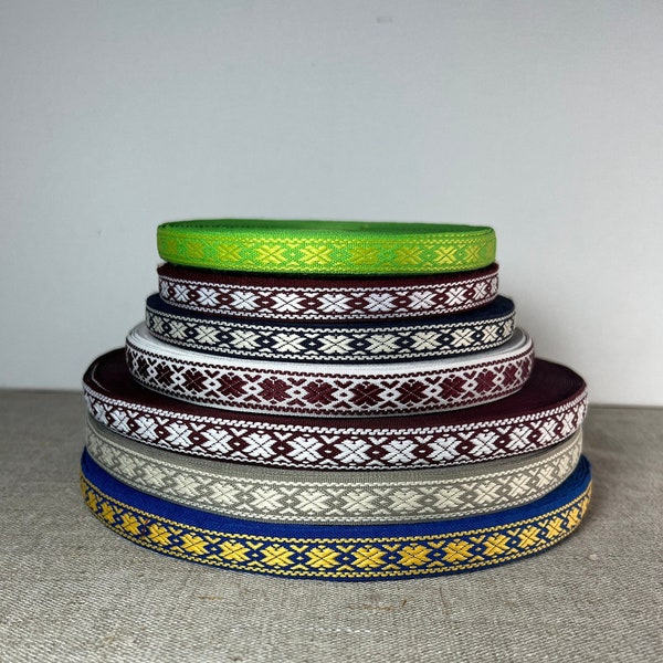 Ribbon SIGN OF the STAR signs Auseklis Morning star Latvian traditional  10 16 40 mm burgundy green