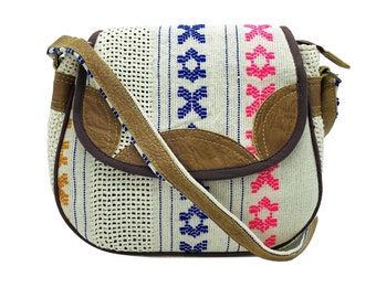Colorful Handmade Hippie Purse. Natural Cotton, Bohemian purse. Blue Hobo Purple Purse