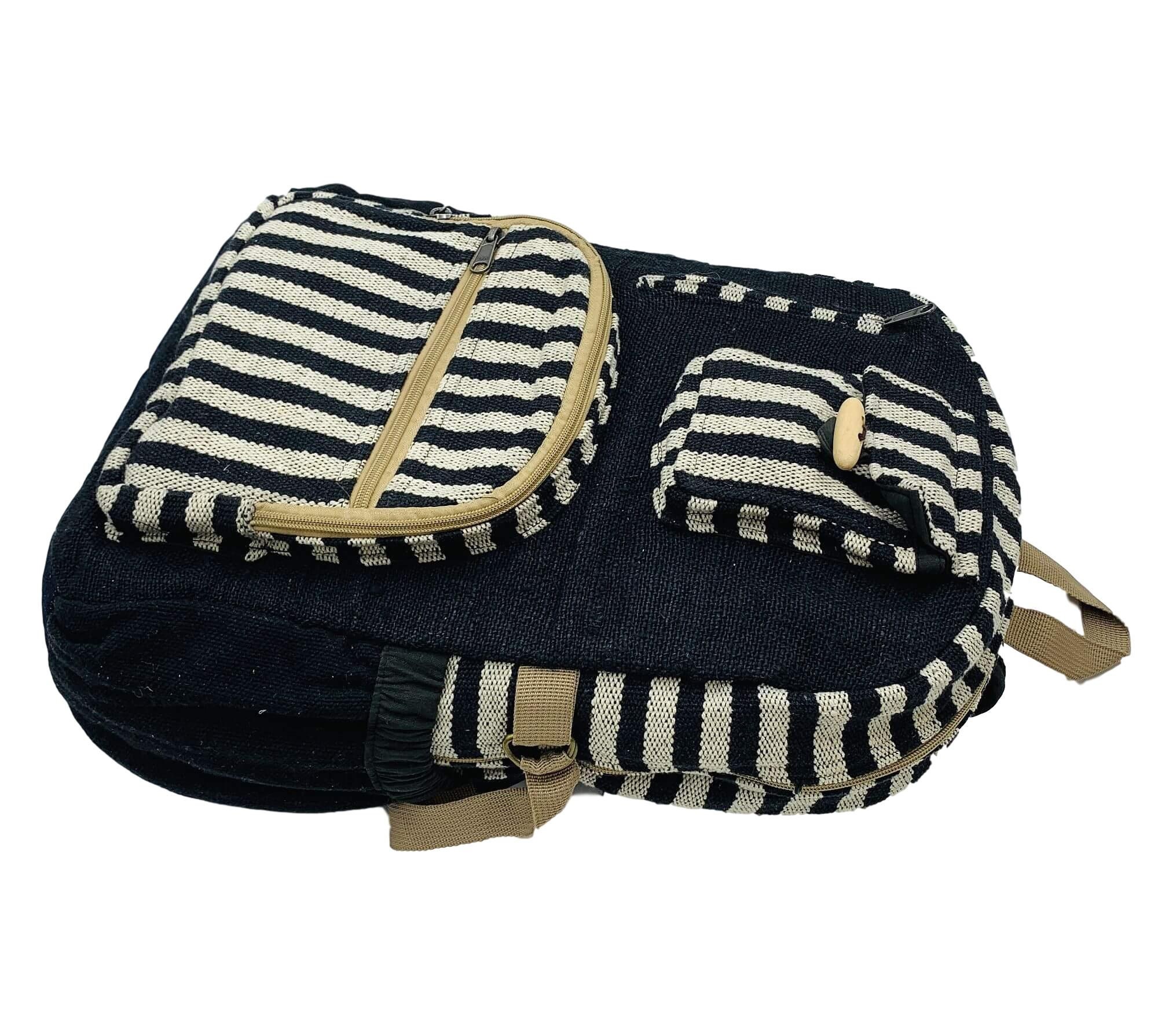 Full Size Handmade Black Hemp Backpack. Natural Canvas Etsy