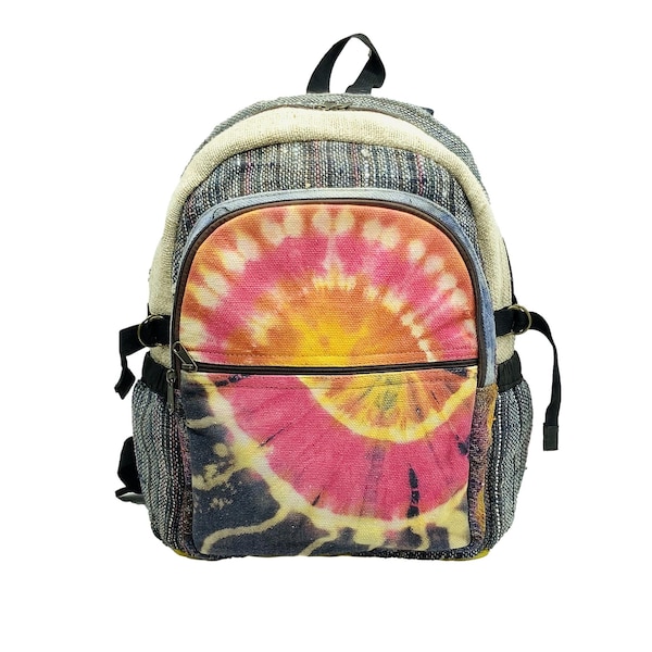 Tie-Dyed Hemp Backpack. Handmade bag, Great as back to school bag. Hippie bag