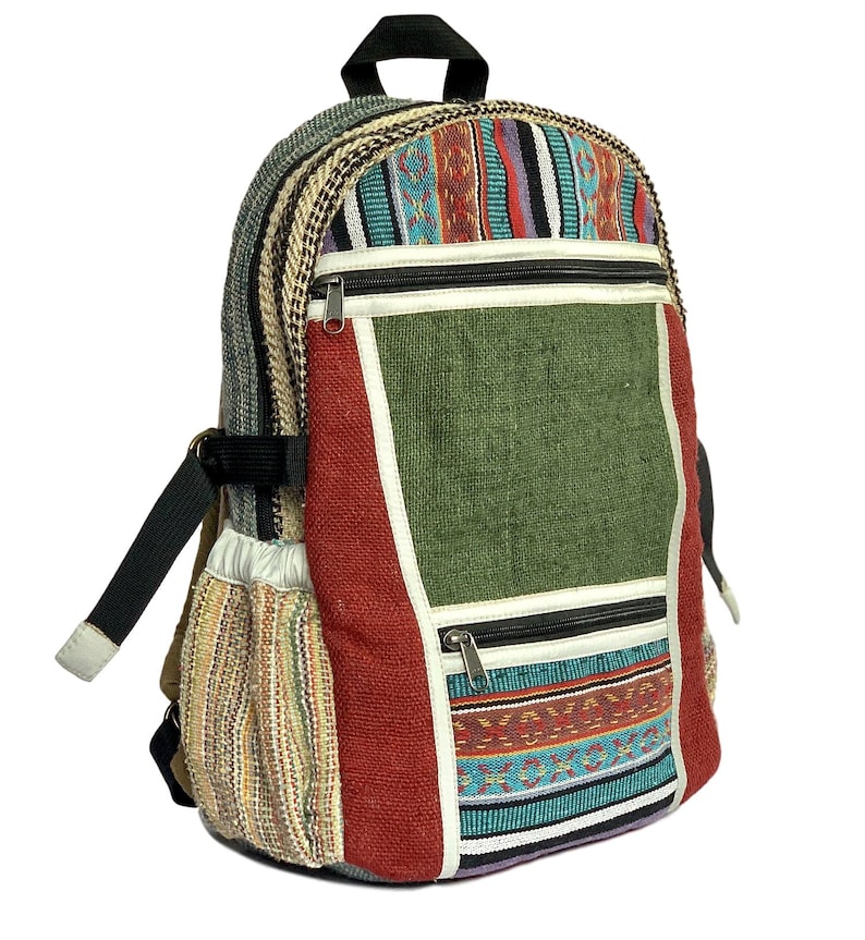 Eco Friendly Bag Hand made Hippie Hemp bag Colorful Hemp Festival Backpack Tibetan backpack