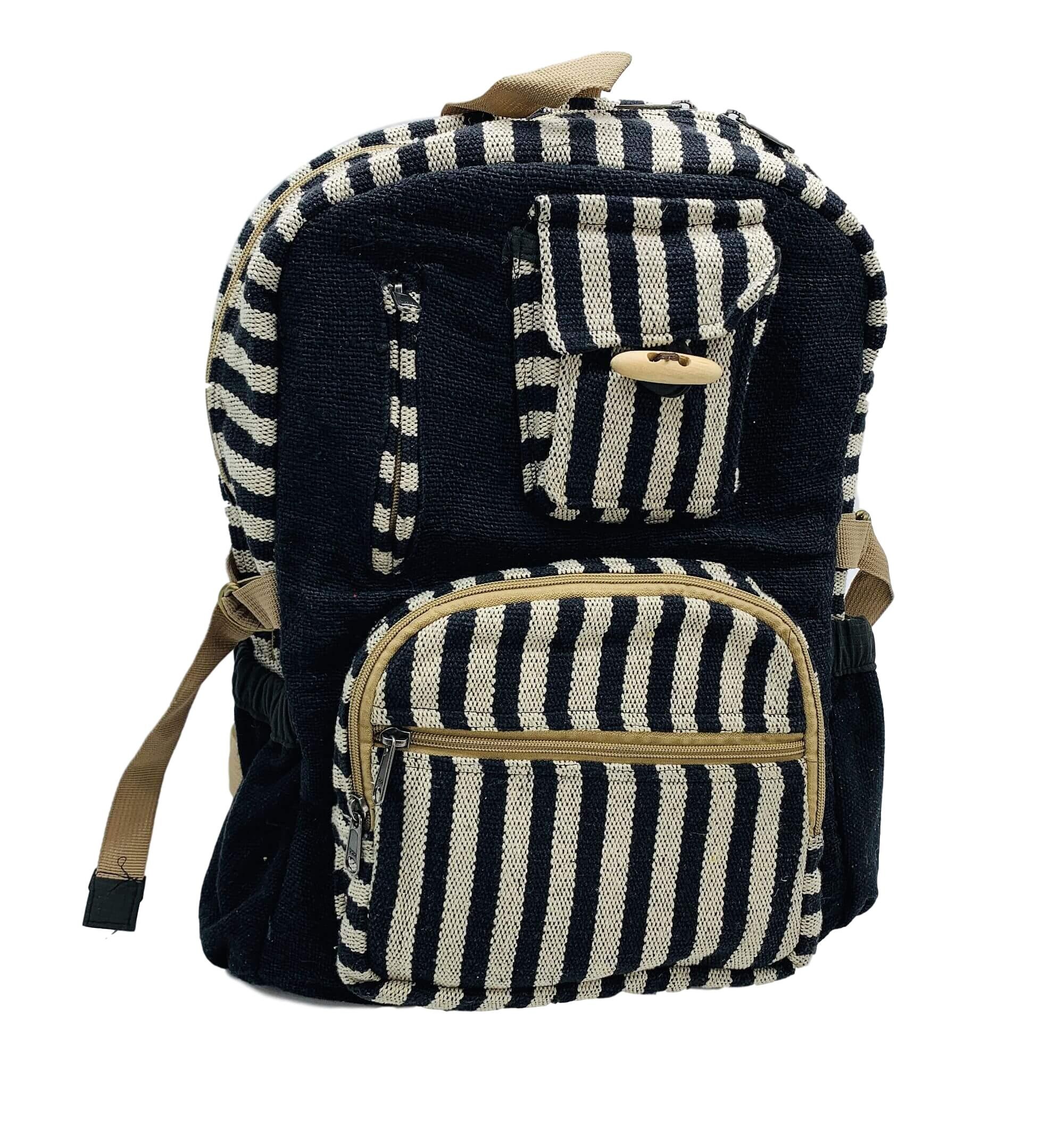 Full Size Handmade Black Hemp Backpack. Natural Canvas Etsy