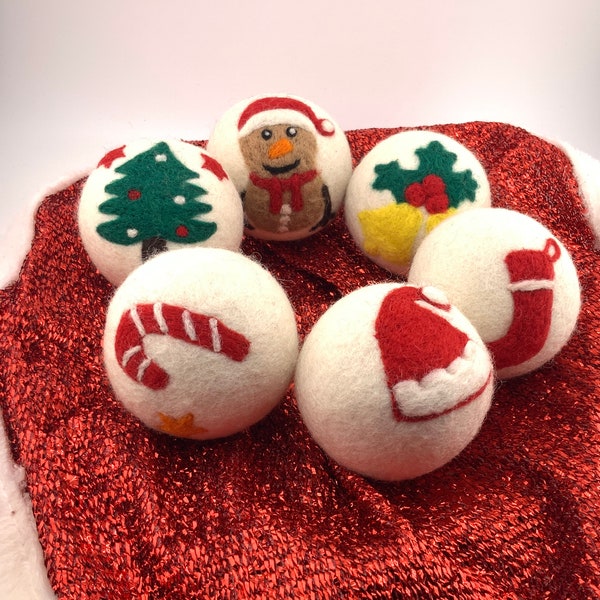 Felt Dryer Balls, Christmas Colors Designs Wool Dryer Balls. Best Quality.