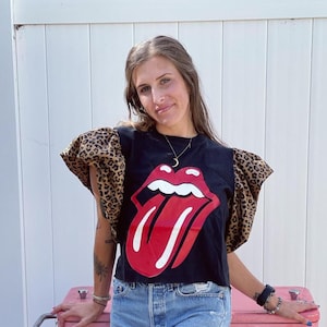 Custom Ruffle Sleeve Top - Band/Concert Tee