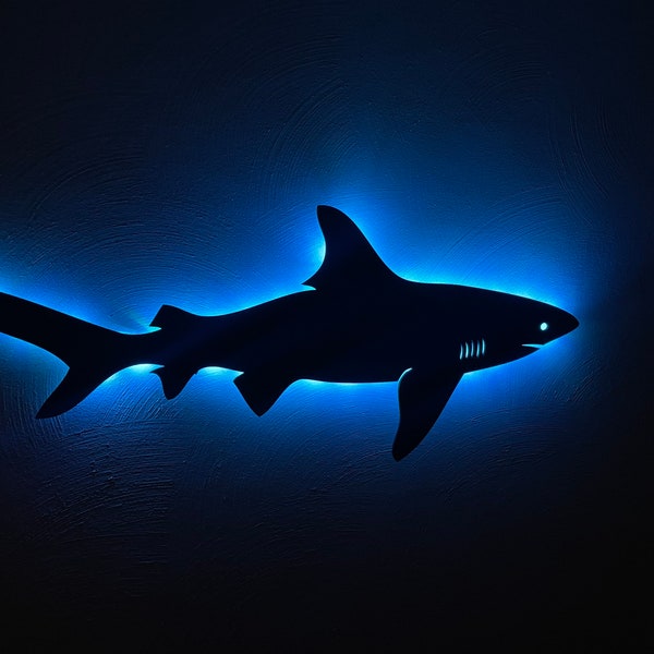 Lighted shark sign -lit- backlit LED light - regular or hammerhead