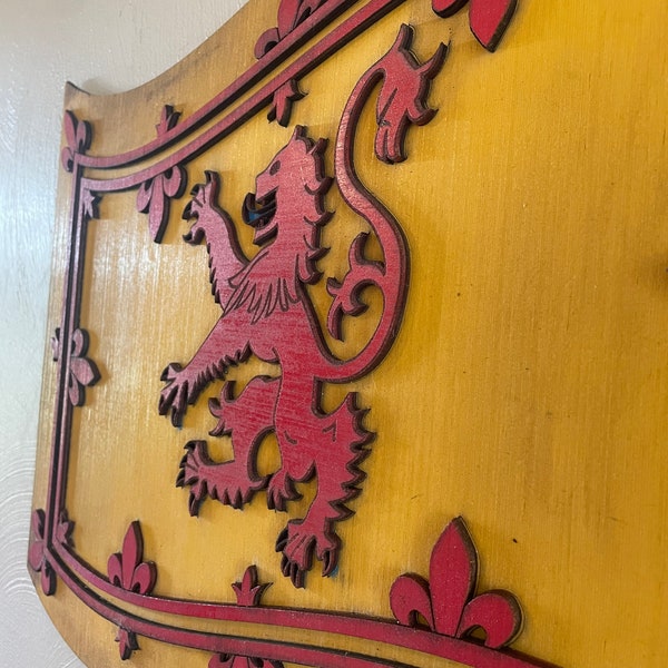 Lion rampart waving wooden flag - Scotland - Scottish flag - Scottish royal banner of arms- Banner of the King of Scots
