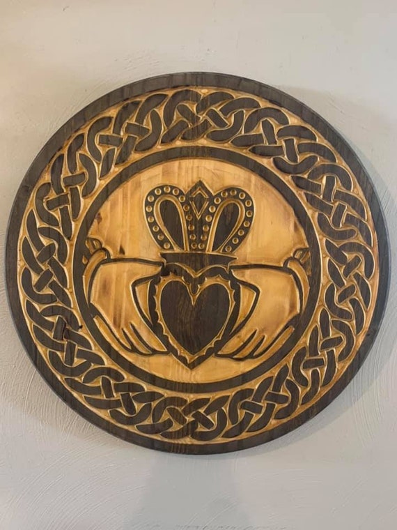 24 carved wooden claddagh wall hanging Etsy
