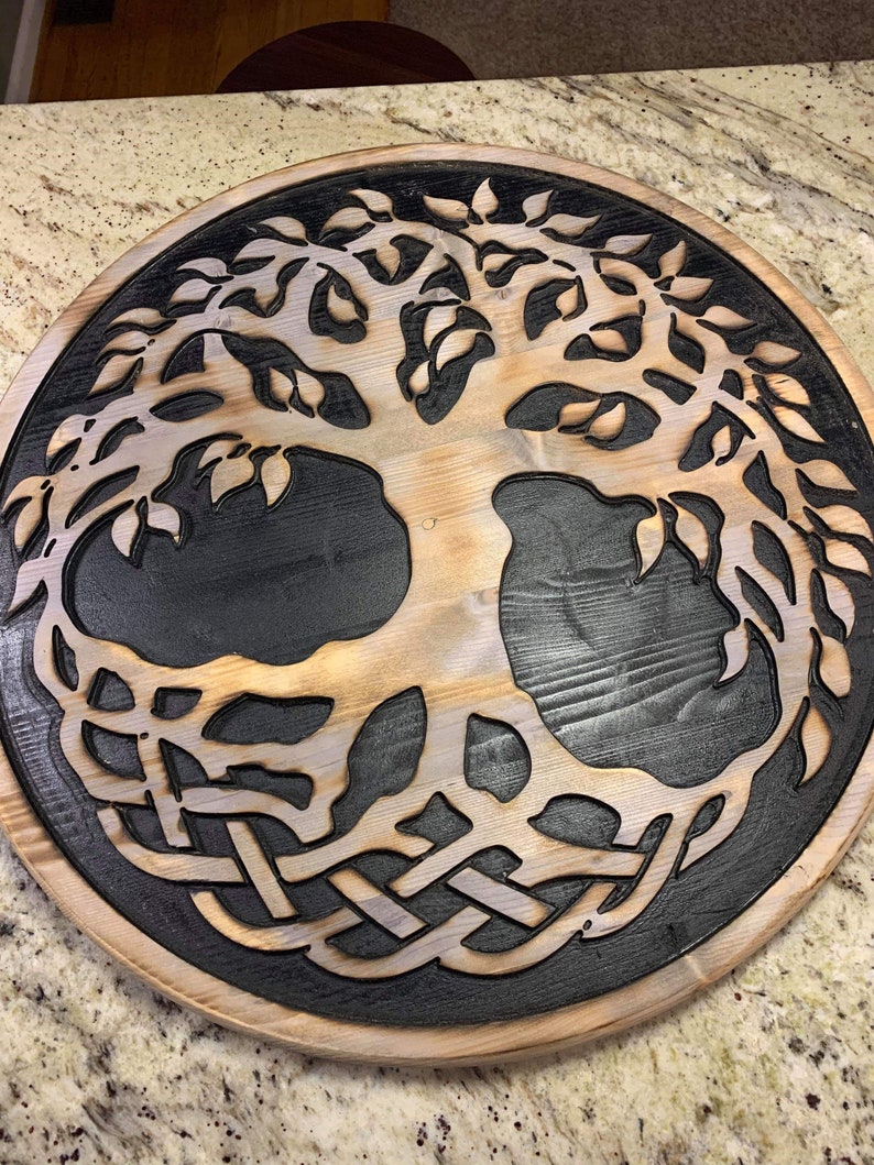 Carved Wooden Celtic Tree of Life Wall Hanging yggdrasil Etsy