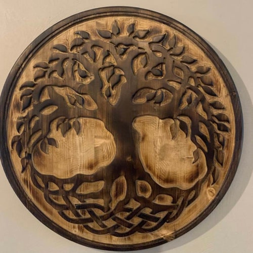 Wood Carved Tree of Life Wall Art Celtic Tree of Life Wall Etsy