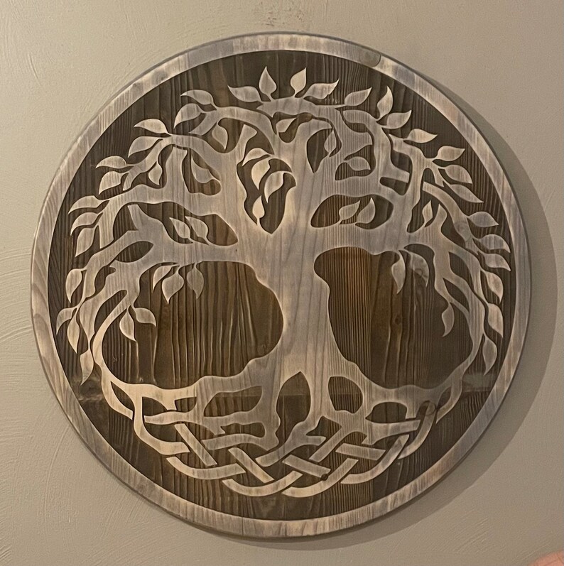 Carved Wooden Celtic Tree of Life Wall Hanging yggdrasil Etsy