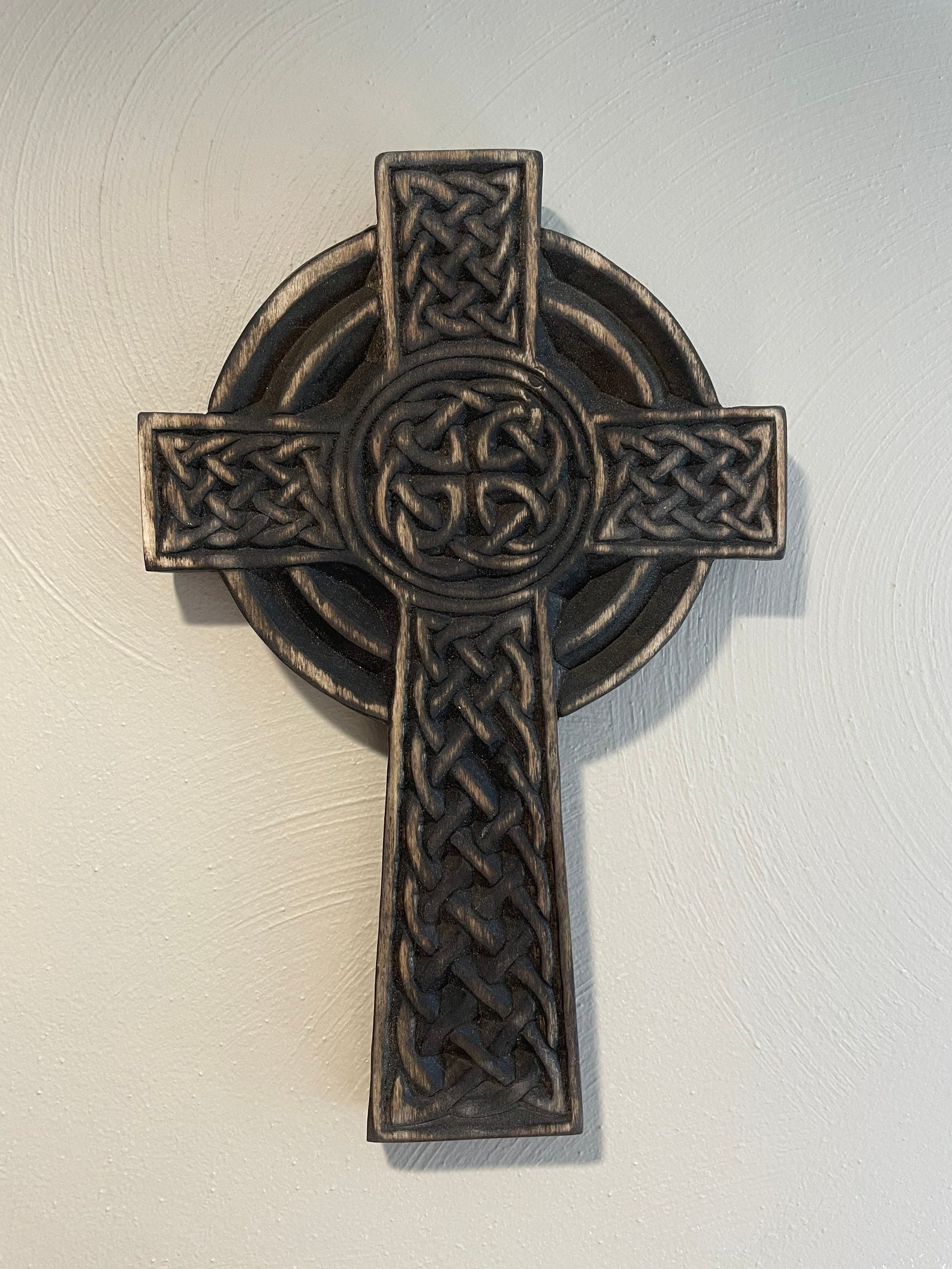 Carved wooden Celtic cross Etsy