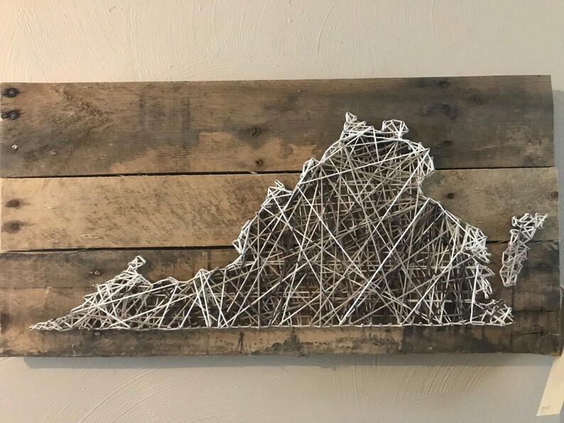 All States Available Rustic Virginia String Art In Reclaimed Wood Art Collectibles Mixed Media Collage Vadel Com