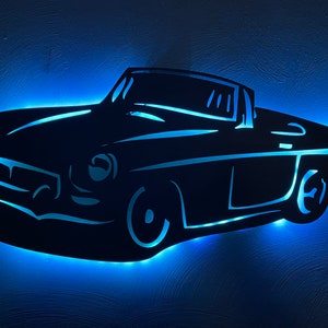 Lighted LED MG MGB garage wall art