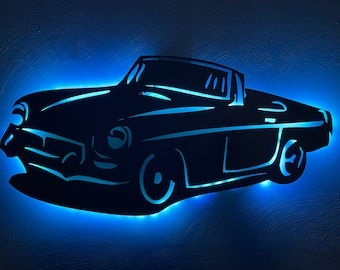 Lighted LED MG MGB garage wall art