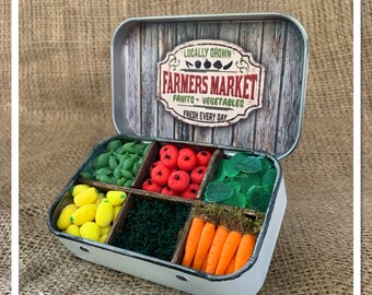 Farmers Market No.3 - Handmade Diorama in a Tin [Pocket Size Scenario #5]