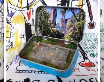 Day at the Skatepark  - Handmade Diorama in a Tin [Pocket Size Scenarios #29]