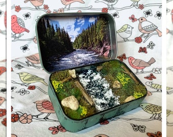 River Rapids  - Handmade Diorama in a Tin [Pocket Size Wilderness #30]