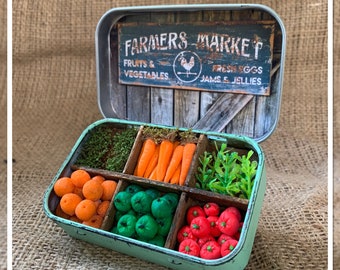 Farmers Market No.1 - Handmade Diorama in a Tin [Pocket Size Scenario #3]