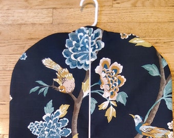 Garment Bag,  Navy Floral with Bird,  Hanging Garment Bag