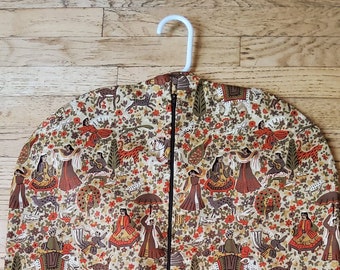 Garment Bag, Hanging Garment Bag, Gold and Brown Chinoiserie