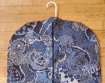 Garment Bag,  Indigo Blue Chinoiserie,  Hanging Garment Bag