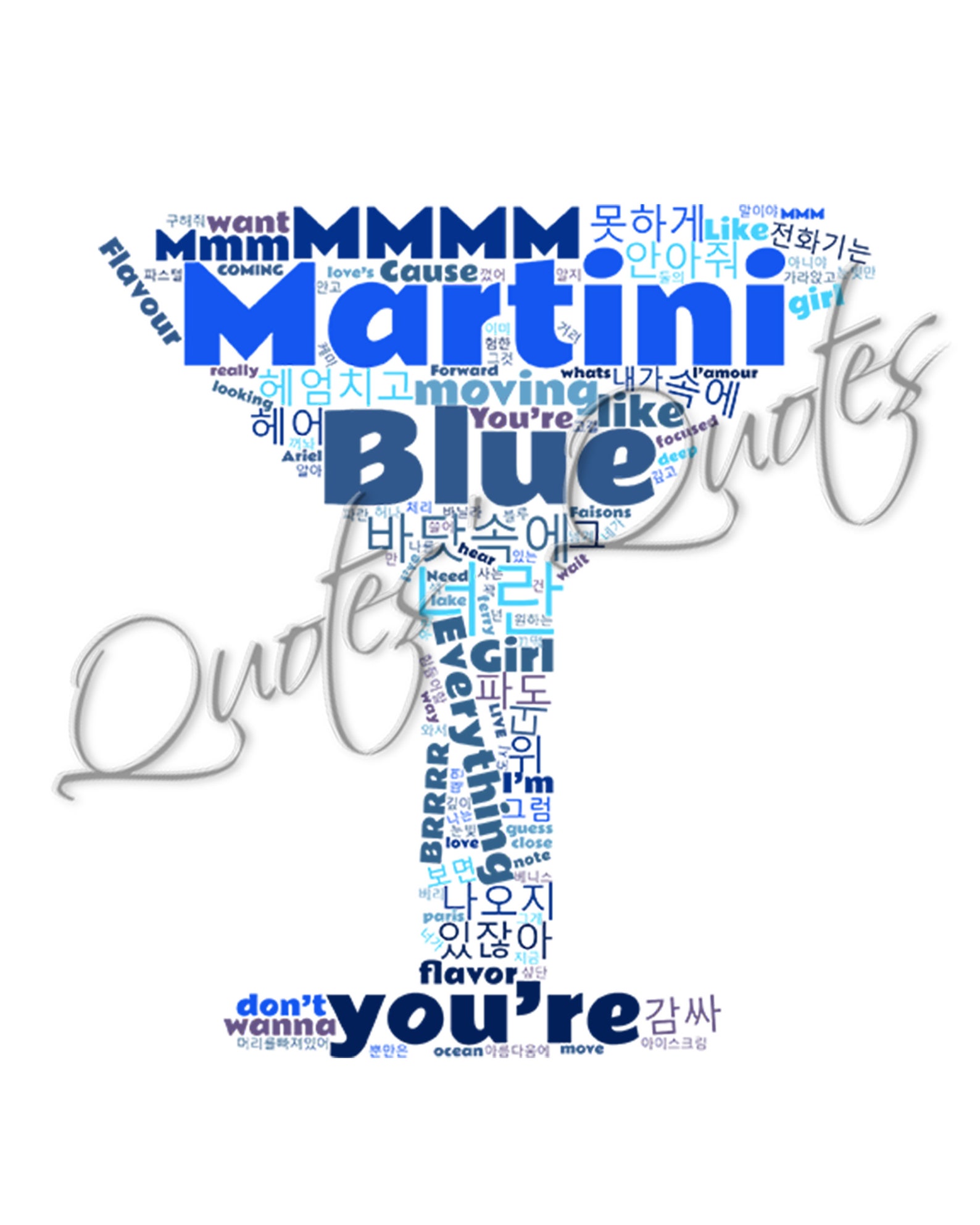 Martini Blue Word Cloud Lyrics Word Art Digital Art Etsy