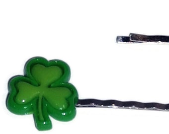 SHAMROCK St Patrick's Day Bobby PIn Hair Clip Accessory - Set of 2 Handmade