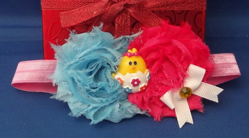 EASTER EGG CHICK Flower Handmade Hair Bow Head Band for Baby Girl Infant