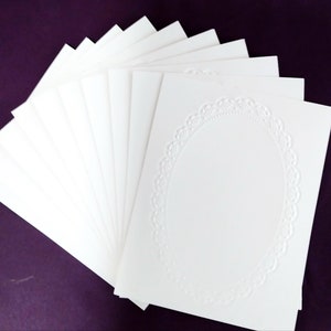 10 OBLONG DOILY WHITE Embossed A2 Card Fronts - Recollections Cardstock - Scrapbook Paper Craft
