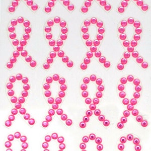 16 BREAST CANCER Pink Gem Stickers - Scrapbooking Cardmaking Crafts