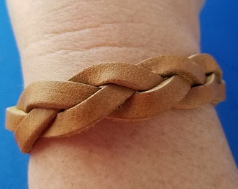 LEATHER Braided Bracelet Fashion Jewelry - Handmade USA - Unique Gift
