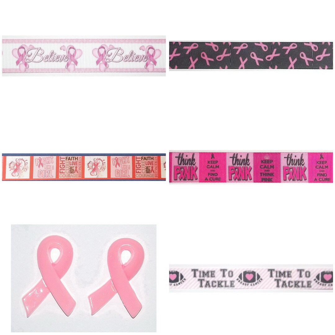 BREAST CANCER AWARENESS - Flatback Resin or Grosgrain Ribbon - You ...