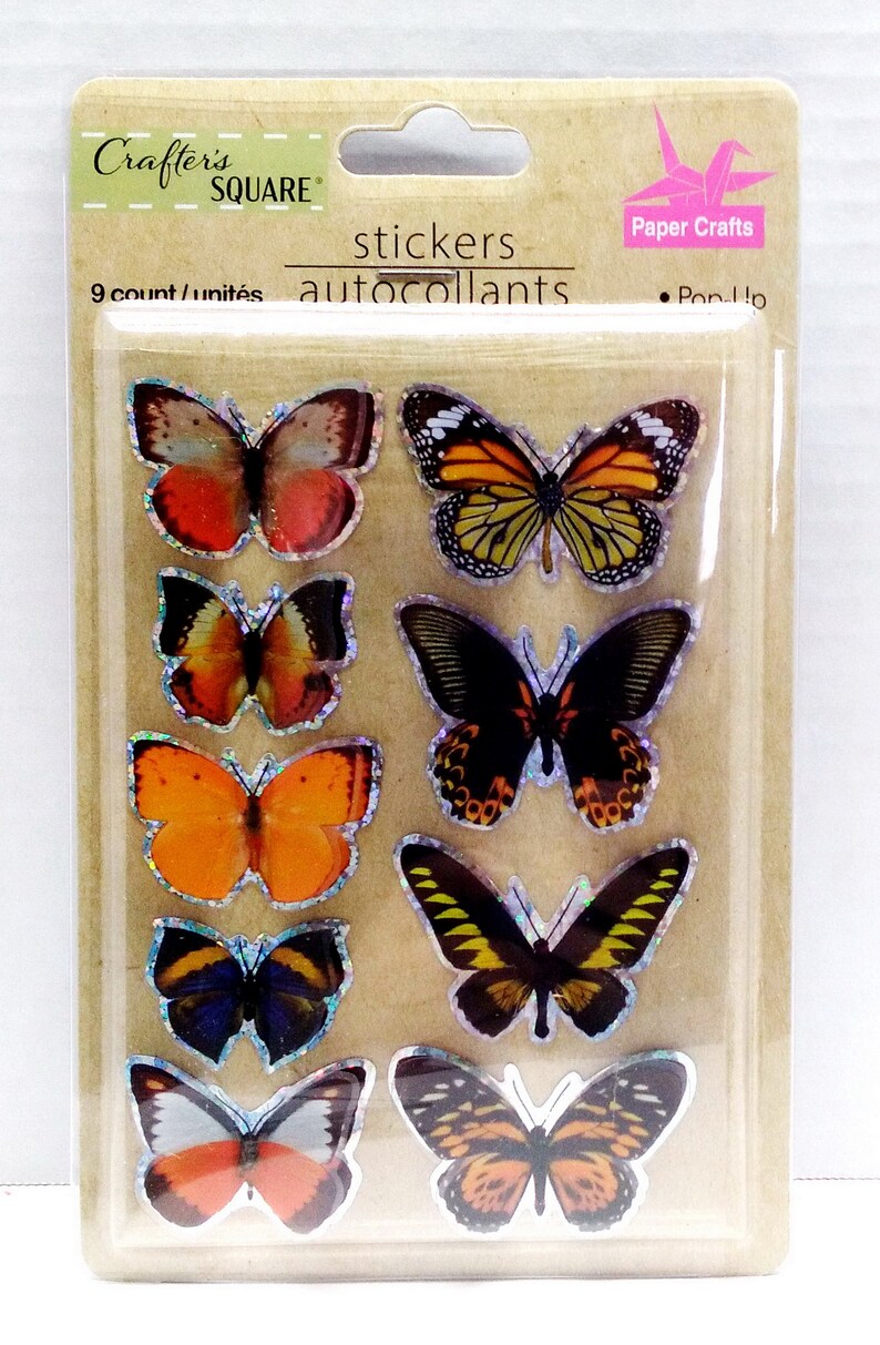 Pop up BUTTERFLY Stickers Crafters Square 3D Scrapbook You Etsy