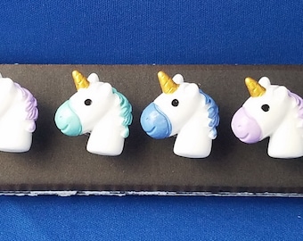 Sale UNICORN BABY HEADS Fantasy Animal 6pc Magnet Set - Handmade Decorative Memo Board Refrigerator