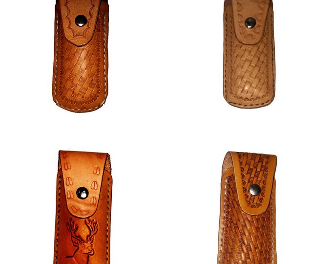 Folding Pocket Knife SHEATH LEATHER Handmade You Choose Etsy