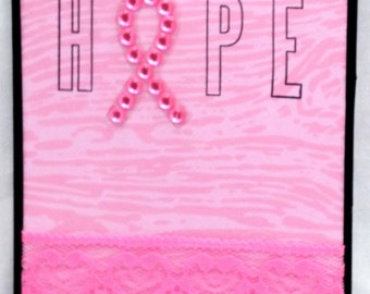 Sale HOPE Word BREAST CANCER Pink Greeting Card - Get Well or Thank You Handmade