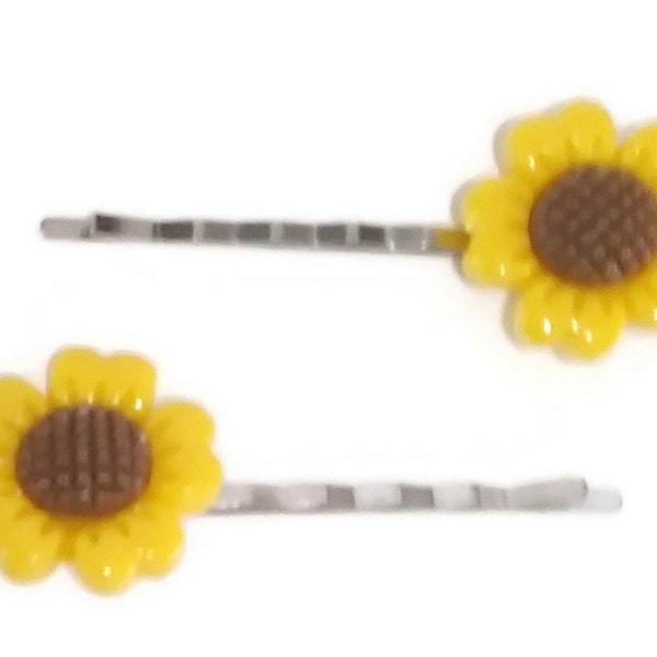 SUNFLOWER Bobby PIn Hair Clip Accessory - Set of 2 Handmade