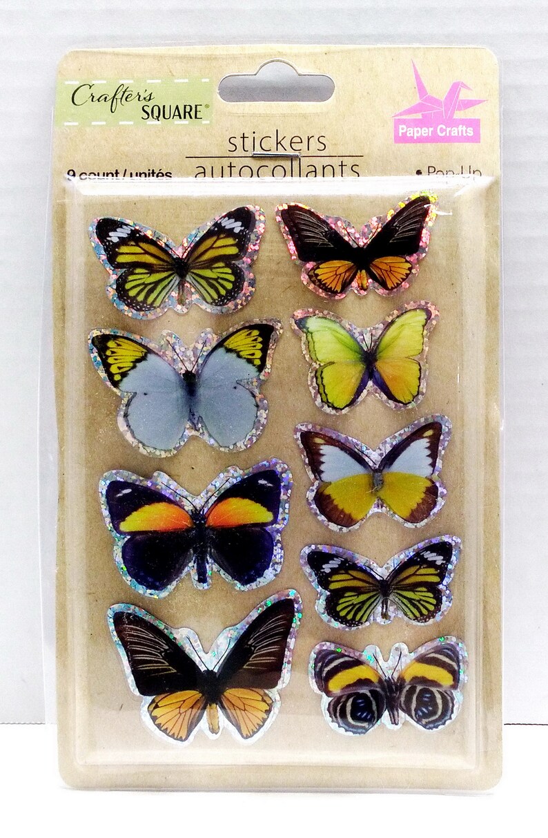 Pop up BUTTERFLY Stickers Crafters Square 3D Scrapbook You Etsy