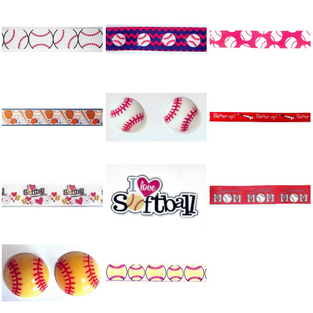 Baseball or Softball - Flatback Resin or Grosgrain Ribbon - You Choose ...