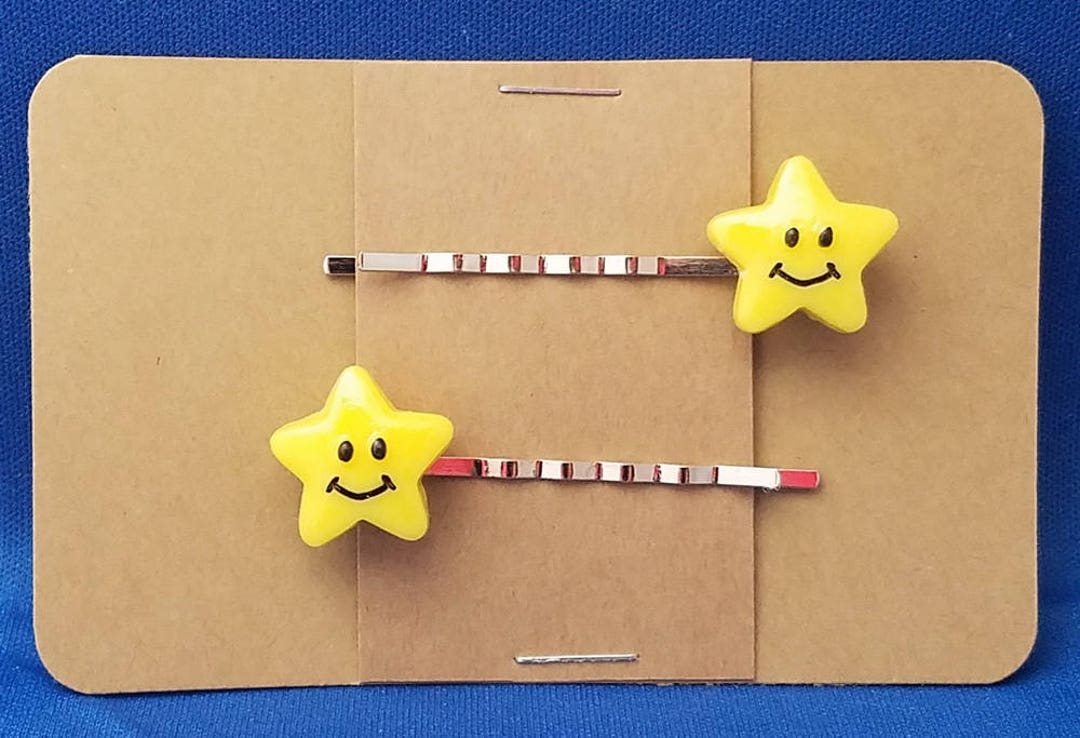 Sale SMILEY STAR Bobby PIn Hair Clip Accessory Set of 2 Handmade Etsy.de
