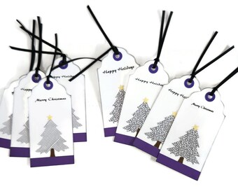 CHRISTMAS TREE SCRAP Gift Tag 8 Pack Lot - Handmade Scrapbooking Cardmaking